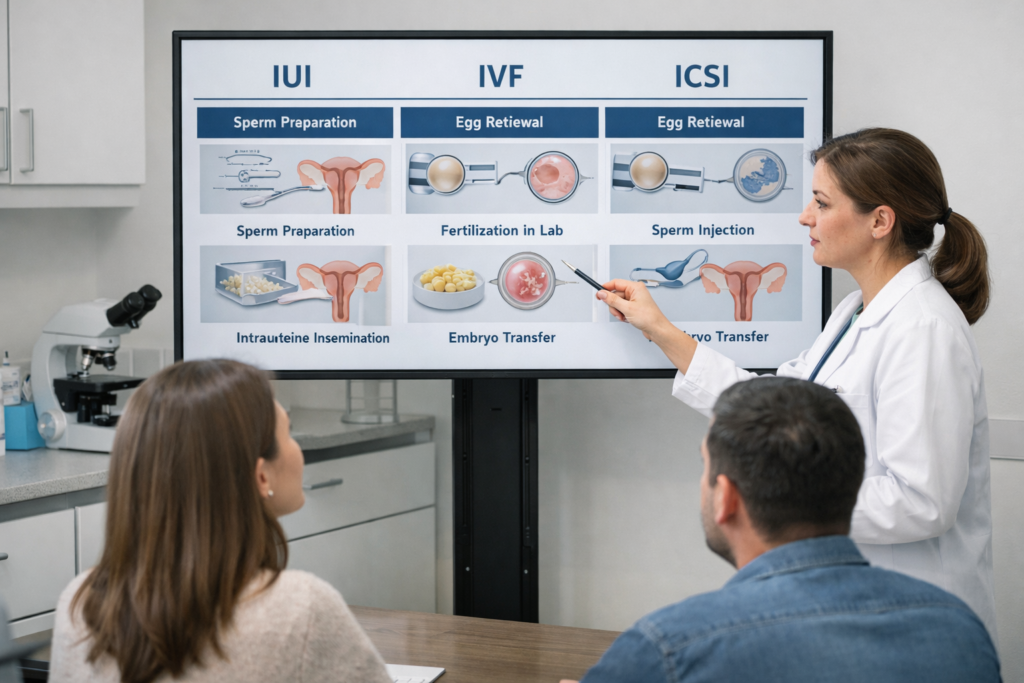 comparison of ivf iui and icsi fertility treatments